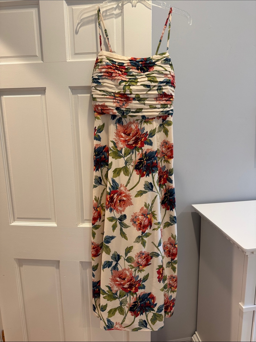 Abercrombie & Fitch Cream Maxi Dress with Red Floral Print